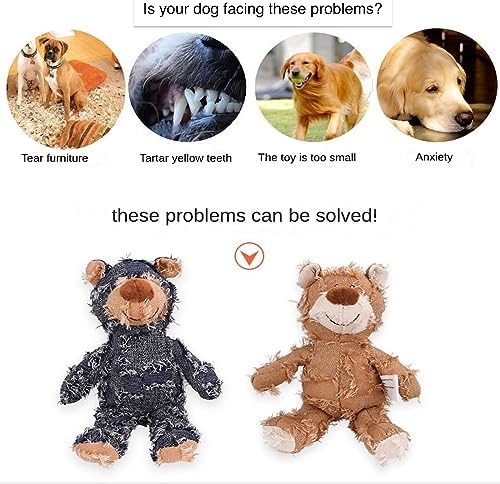 Dog Companion for Heavy Chewers- Indestructible Robust Bear Dog Toy, Resistant Squeaky Dog Toys for Heavy Chewers, Unbreakable Stuffed Plush Dog Toys for Aggressive Chewers (E-Navy+Purple)