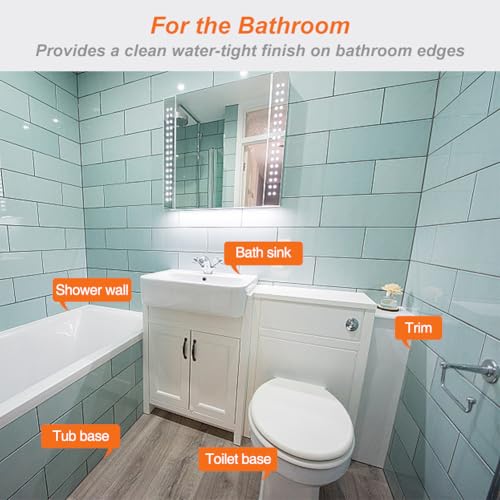 Clear Caulk Tape for Kitchen & Bathroom, Countertop Sink Tub Shower Caulk Strip Self Adhesive Caulking Sealant Waterproof, Toilet Bowl Stick on Gel, Bathroom Accessories, Better Than Silicone Caulk