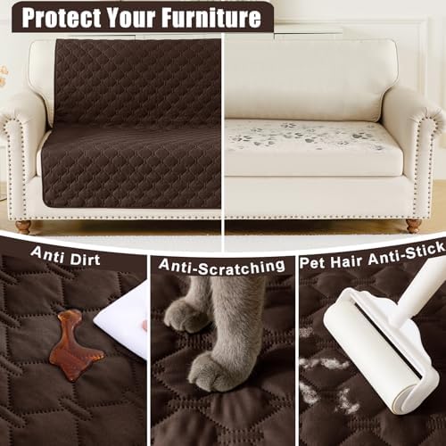 Smiry Waterproof Dog Bed Cover Blanket, Soft Reversible Pet Blanket, Washable Leakproof Cats Dogs Couch Cover for Sofa, Couch, Furniture (52x82 Inch, Chocolate/Dark Grey)