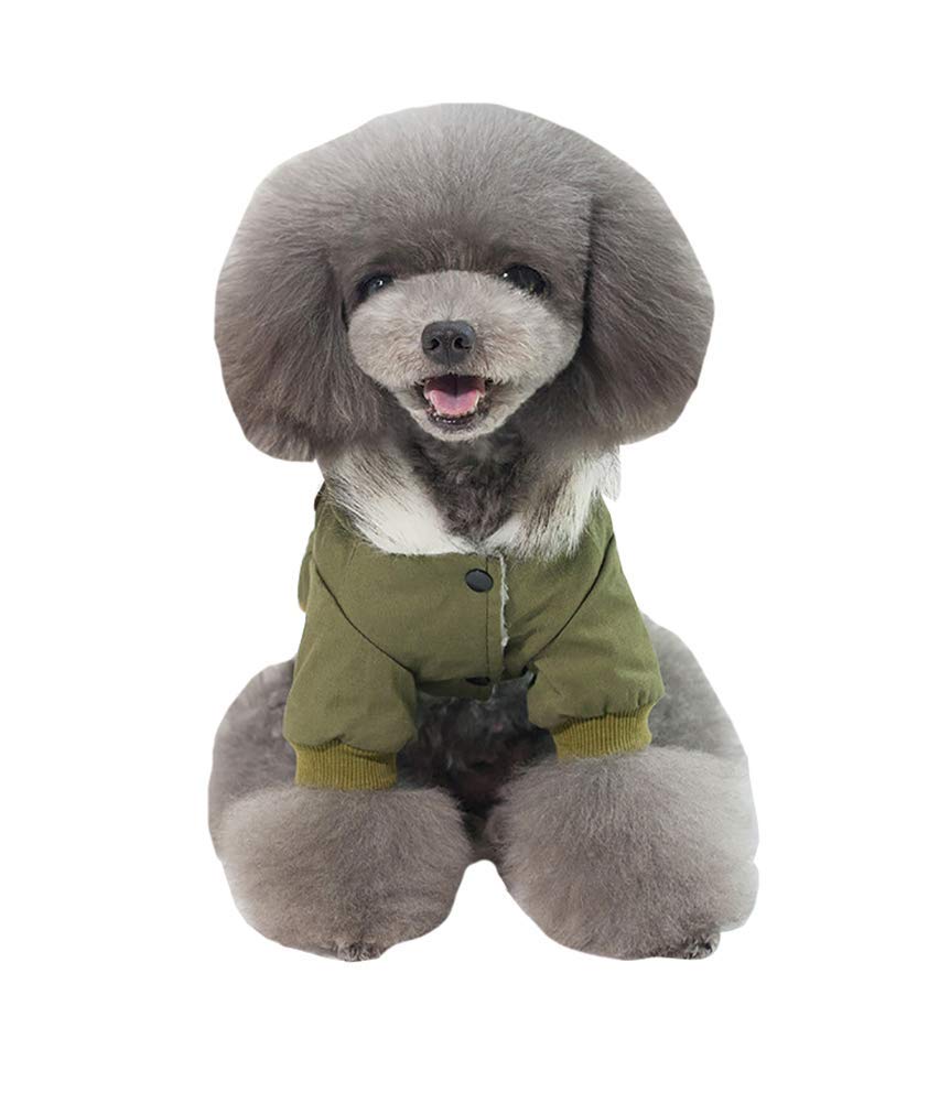 Trudz Pet Dog Hoodies, Rdc Pet Work Clothes, Thickened Dog Overall, Dog Military Uniform, Army Hoodie Sweater, Cotton Jacket Fur Coat for Small Dog & Medium Dog & Cat (Green,XL)