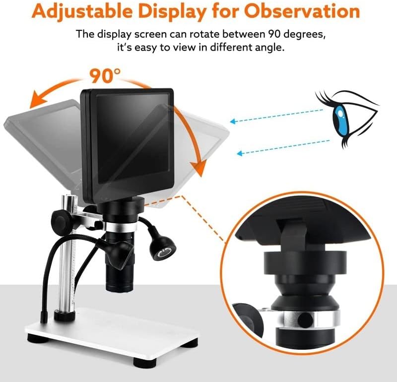 Lab Microscope Accessories 7" LCD Digital Microscope 130X Maginfication 1080P Metal Stand Video Camera(DM10 Professional)