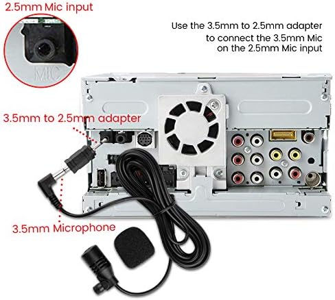 weishan 3.5mm Car Microphone 16ft External Assembly Mic Replacement for Boss JVC Sony Pioneer Vehicle Head Unit Enabled Stereo Radio CD GPS DVD with 2.5mm Adapter