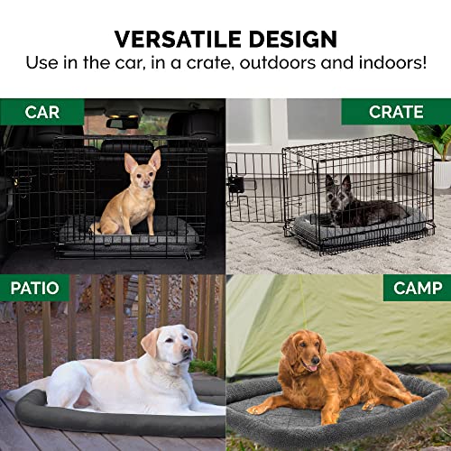 Furhaven Dog Bed for Extra Small Dogs & Indoor Cats, 100% Washable, Sized to Fit Crates - Sherpa Fleece Bolster Crate Pad - Gray, Extra Small (Pack of 2)
