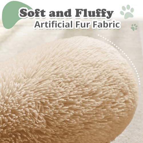 JOLLYVOGUE Dog & Cat Bed, Calming Anti-Anxiety Pet Bed for Small Dogs, Fluffy Donut Cushion for Small and Medium Pets (24")