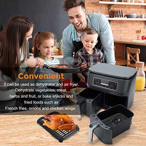 Air Fryer Replacement Parts for Ninja Foodi DualZone Air Fryers, 2 PCS Food Grade Air Fryer Accessories Grill Pan Plate Crisper Plate Rack Tray for Ninja DZ090 DZ201 DZ100 Air Fryer, Dishwasher Safe