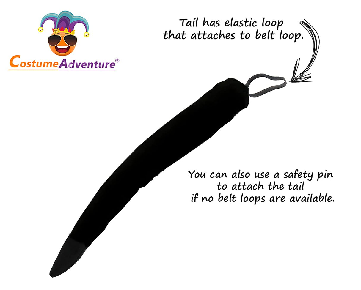 Black Dog Ears and Tail Headband Floppy Black Puppy Ears and Tail Costume Accessory Set for Adults - One Size