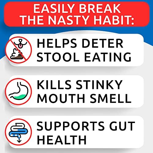 BARK&SPARK NO Poo Treats - Prevent Dog Poop Eating - Coprophagia Treatment - Stool Eating Deterrent - Probiotics & Enzymes - Digestive Health + Breath Aid - 120 Soft Chews - USA Made - Bacon Flavored