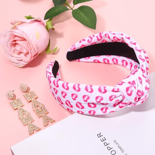 MAMA knotted Headband Pearl Rhinestone Beaded MAMA Earrings Wide Top Knot Heart Mom Pattern Headband Mothers Day Hair Accessories Gift for Mom