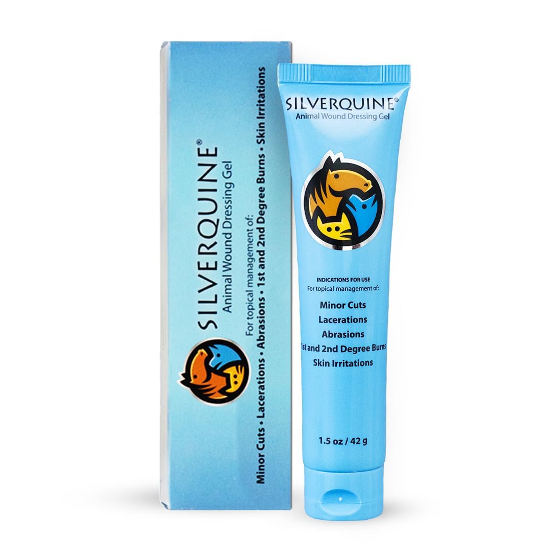 Silverquine Dog Wound Care Gel - Hot Spot Gel Solution for Dogs and Cats - Safe If Licked, Odorless Silver Hydrogel Ointment for Pets Cuts, Burns, Scratches, Sores and Skin Concerns - 1.5 Oz
