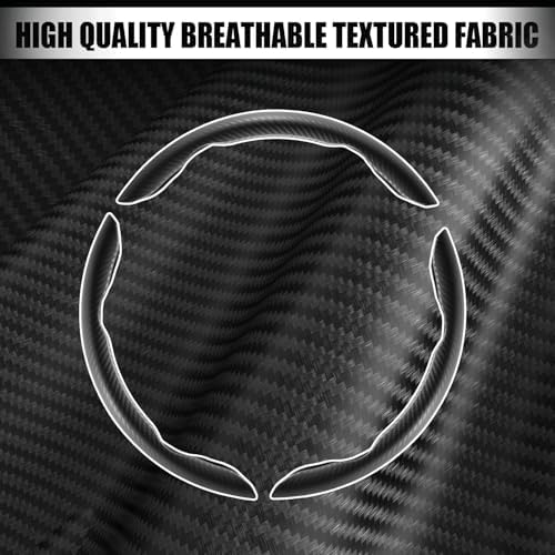 Amiss 3pcs Car Carbon Fiber Anti-Skid Steering Wheel Cover,Segmented Steering Wheel Protector, Butterfly Steering Wheel Cover, Universal 99% Car Wheel Cover Protector, Car Interior Accessories(Black)