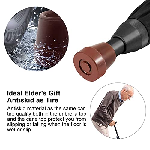 Wrzbest Stick Umbrella 2-in-1,Self Defense Cane Umbrella Man, Auto Open Long Handle, Large Detachable sturdy Walking Stick Umbrella Man Crutch Umbrella for Father's Day,elderly Men(Upgrade:black)