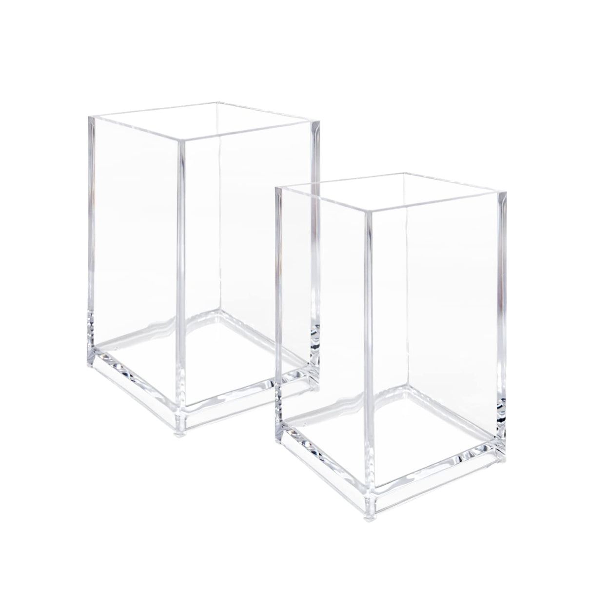 2 Pack Clear Acrylic Pencil Pen Holder Cup, Clear Makeup Brush Holder, Acrylic Cosmetic Brushes Storage