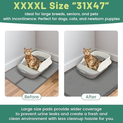 Gimars XXXL 31"x47" 40 Counts Odor-Control Charcoal Pee Pads for Dogs, Super-Absorbent and Leak-Proof Pet Training Pee Pads, Disposable Charcoal Puppy Pads Suitable for Dogs, Cats and Rabbits