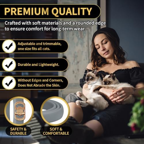 4 Pack Flea Collar for Cats, 32 Months Flea and Tick Prevention for Cats, Waterproof Cat Flea Collar, Cat Flea and Tick Treatment, Adjustable Flea and Tick Collar for Cats Kittens-Black&Gray
