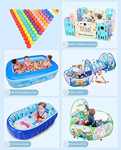 MoonxHome Ball Pit Balls for Toddlers, BPA Free Crush Proof Plastic Toy Balls for Ball Pit, Children's Water Toys, Ideal Gift for Christmas Balls for Play Tent 2.15" Pack of 100 White Clear and Pink