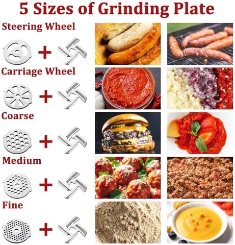 Metal Food Grinder Attachment for KitchenAid Stand Mixers Includes Sausage Stuffer Tubes,Durable Meat Grinder Food Processor Attachment for kitchenAid,with a Wealth of Accessories