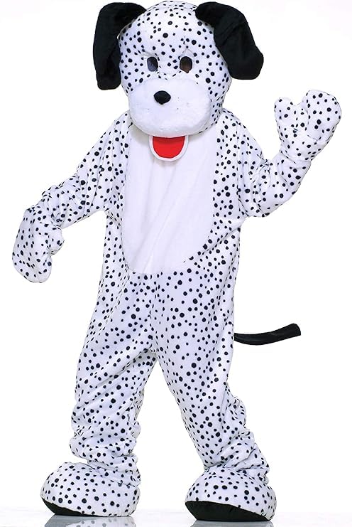 Plush Dalmations Costume Spotted Black and White Puppy Suit Dog Character Outfit Adult