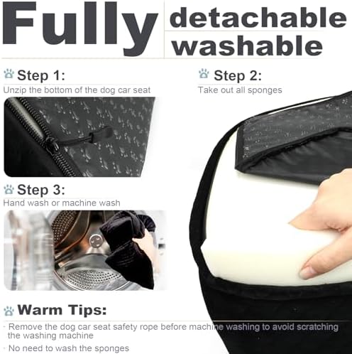 Youvee Dog Booster Car Seat,Interior Height 6 Inches Elevated Pet Car Seat for Small Dog up to 30 lbs,Dog booster for car Front/Back Seat,Safety,Comfortable,Fully Detachable and Washable(View Ⅰ-Black)
