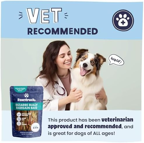 Pawstruck Natural Bizarre Bully Sticks Bargain Bag for Dogs & Puppies - Variety Pack of 8-12" Long Lasting Eco-Conscious Beef Chew Treats - 1 lb. Bag - Packaging May Vary