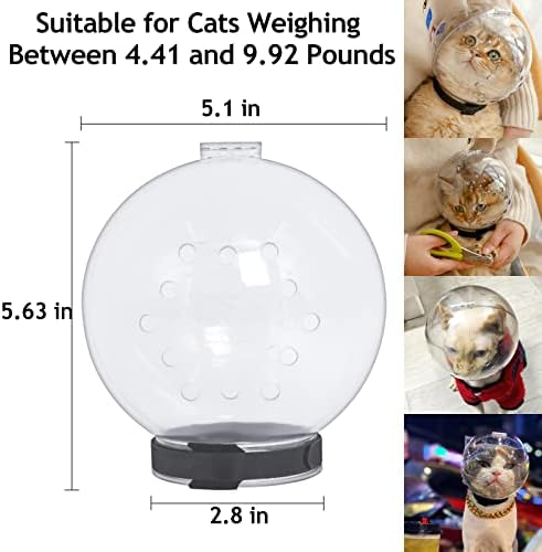 Cat Muzzle Cat Transparent Muzzle M Size, Breathable Cat Hood, Adjustable Kitten Astronaut Helmet Prevent from Cats Biting Chewing Grooming, Cat Ball Mask for Aggressive Cat