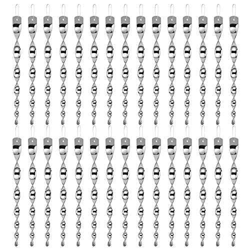 Besmon Woodpecker Bird Scare Devices,Reflective Scare Rods Control Device to Keep Birds Away from Patio Pool(Christmas Reflective Strip Hanging Home as Decoration)(30pcs)