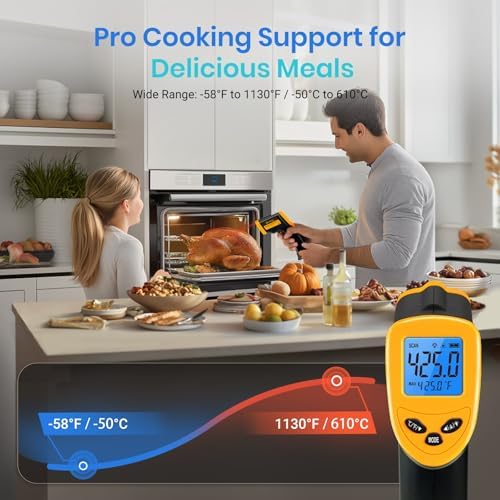 Etekcity Infrared Thermometer Temperature Gun 1080, -58ยฐF to 1130ยฐF for Meat Food Pizza Oven Griddle Accessories, Heat Gun for Cooking, Kitchen, Fridge, Reptile,BBQ