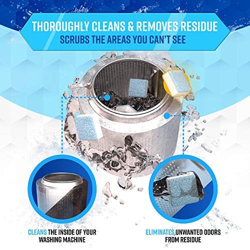 Washing Machine Cleaner Descaler 48 Pack - Value Size Deep Cleaning Tablets HE Front Loader & Top Load Washer, Septic Safe Eco-Friendly Deodorizer, Clean Inside Laundry Drum Tub Seal - 48 Count