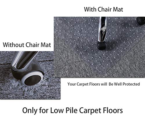 HOMEK Office Chair Mat for Low Pile Carpet, 48” x 36” Transparent Office Desk Chair Mat for Carpeted Floors, Studded Carpet Floors Protector Mat for Home & Offices