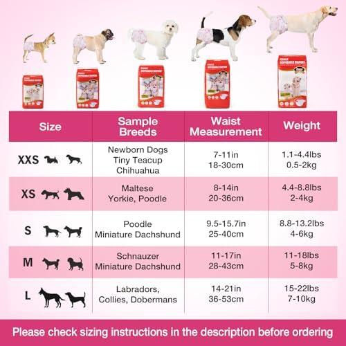 Dono Disposable Dog Diapers Female, Super Absorbent Doggie Diaper, Rapid-Dry Gel Technology Puppy Diapers, Leak-Proof Fit Cat Diapers for Doggy in Heat,Excitable Urination,Incontinence,Training