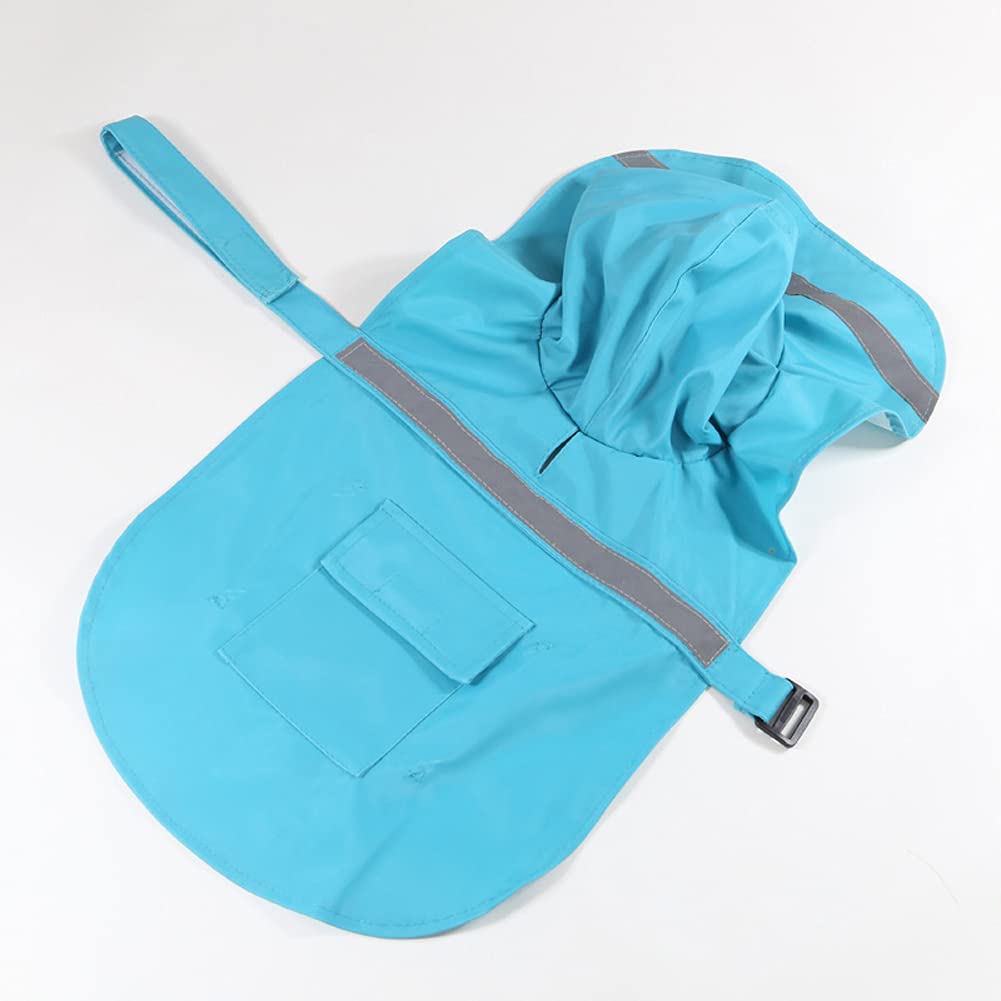 HAPEE Dog Raincoats with Reflective Strip Hoodie,Poncho Jacket for Large Dogs fit Golden Retriever Doodle (C3-Lake Blue, 26B (75-85 lbs))