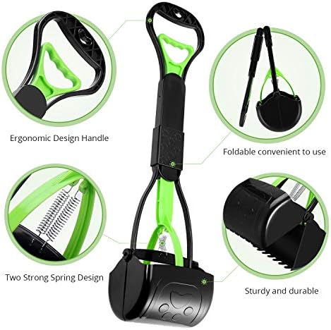 PPOGOO Non-Breakable Pet Pooper Scooper for Dogs and Cats with Long Handle High Strength Material and Durable Spring for Easy Grass and Gravel Pick Up