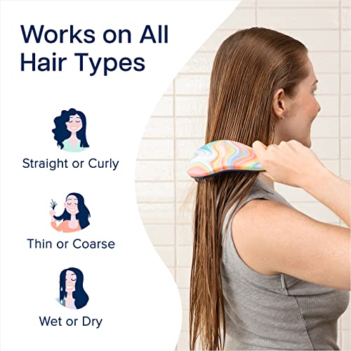 Crave Naturals Glide Thru Detangling Brush for Adults & Kids Hair - Detangler Natural, Curly, Straight, Wet, Dry Hairbrush Men&Women, Little Girl Accessories, Soft Hazy Swirl