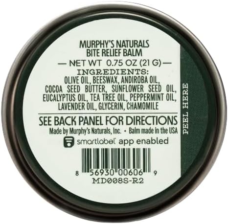 Murphy’s Naturals Insect Bite Relief Balm, Travel-Friendly, Soothes Bug Bites with Plant-Based Oil, Fast-Acting, Easy Application, 0.75oz