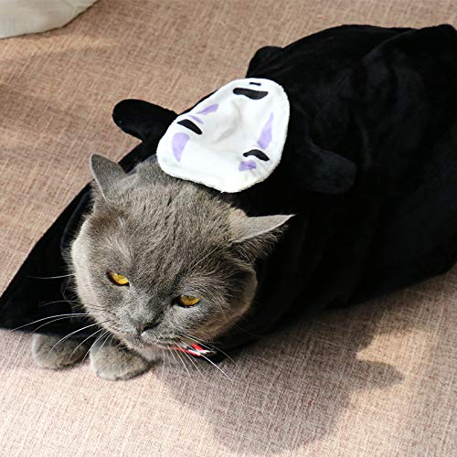ChoChoCho Pet Costumes Spirited Away No-Face Cosplay Costume for Dogs & Cats, Plush Anime Robe for Halloween, Adjustable Velcro Design, Perfect for Small to Large Pets (S/M)
