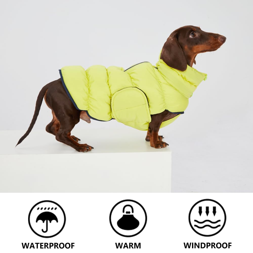 Howlywoof Dog Winter Puffer Jacket, Warm Padded Sleeveless Coat for Small Medium Dogs, Waterproof Winter Jacket, Turtleneck Cold Weather Dogs Jacket (Size 4(chest19-22'', 17-22 lbs))