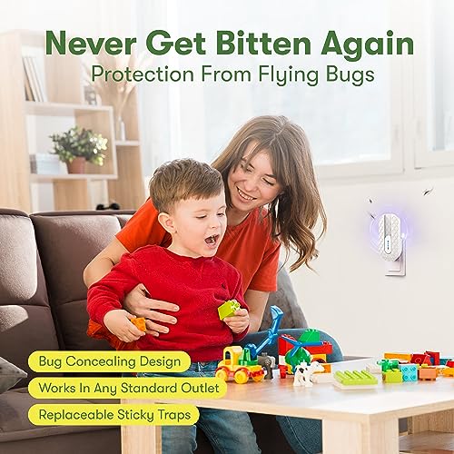 BugMD No Buzz Zone - Refillable UV Bug Zapper, Mosquito Zapper, Flying Insect Trap, Bug Catcher, Plug in Fly Trap Indoor, Flea Trap for Inside Your Home, Gnat and Fruit Fly Traps for Indoors Plug in