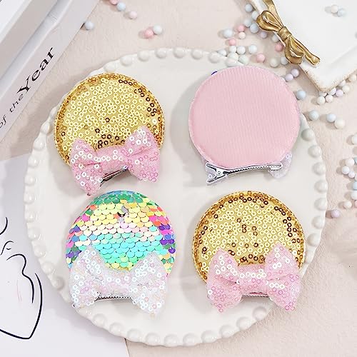 CellElection 8PCS Sequin Mouse Ears Hair Clips Glitter Hair Bows Cute Mice Ears Hair Clips Barrettes for Women Girls Hair Accessories for Costume Party Favor Christmas Decoration
