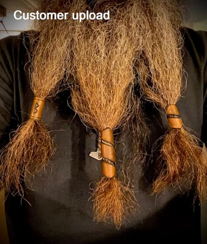 Leather Hair Beads, Dreads beads, Beard beads, Ponytail Wrap, Ponytail Holder, Hair Tie, Leather Wrap, cosplay hair, Hair Accessories, Women's hair, Men's hair (Small, Medium Brown)