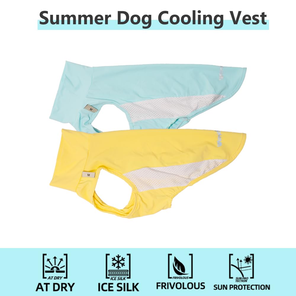 WienieDay Dachshund Dog Cooling Vest, Breathable Summer Dog Cooling & Quick-Dry Shirt for Outdoor Activities,Mini Dachshund Lightweight Clothes, Vest Small Dogs (Blue, L(16-22 lbs))