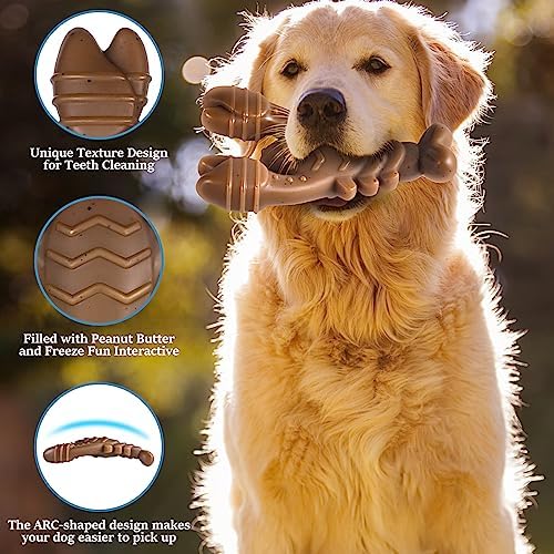 Dog Toys for Aggressive Chewers, Indestructible Toys for Large Dogs, Dog Chew Toys for Large Medium Small Breed, 3 Pack Super Chewer Toys with Tough Nylon, Gift for Dogs