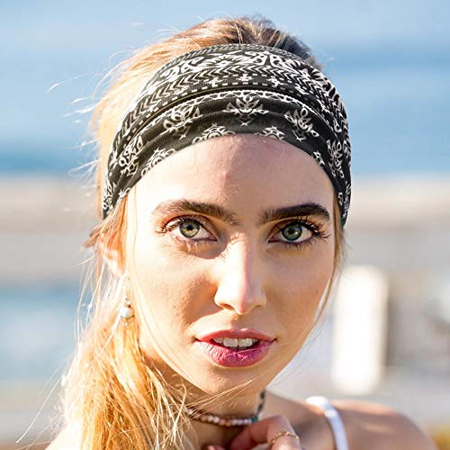 Tobeffect Headbands for Women African Wide Boho Bandeau Knotted Hairbands Workout Yoga Sport Head Wraps Hair Accessories 6 Packs