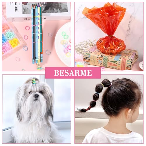 BESARME 28 Colors Rubber Bands for Hair with 7 Hair Styling Tools, 2100 Pcs Colorful Elastic Hair Ties Ponytail Holders Hair Accessories for Girls Baby Toddler Christmas Gifts