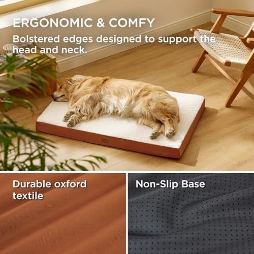 Bedsure Dog Beds Large Sized Dog - Extra-Large Orthopedic Waterproof Puppy Bed with Removable Washable Cover, Egg Crate Foam Pet Mat, Suitable for Pet Up to 100 lbs