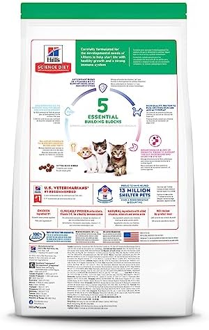 Hill's Science Diet Kitten, Kitten Premium Nutrition, Dry Cat Food, Chicken Recipe, 3.5 lb Bag