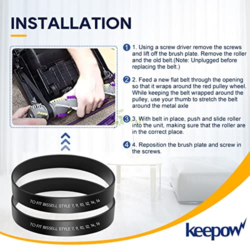 KEEPOW Style 7/9/10 P/N 3031120 Replacement Belt for Bissell Vacuum, 6 Pack