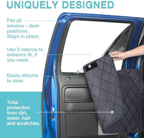 Truck Back Seat Extender for Dogs with Mesh Window,Sturdy Dog Car Seat Cover for Backseat with Door Protector,Waterproof Dog Hammock for Car Rear Seat Protector Fit Chevrolet,Silverado,RAM,GMC Trucks