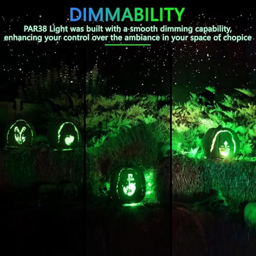 Gonhom 2 Pack PAR38 Green Flood Lights Outdoor,Dimmable Flood Green Light Bulb,20W(Equivalent to 200W),E26 Base Green LED Light,Christmas Light Bulbs,Outdoor Porch,Holiday Lighting,Flood Light Bulb