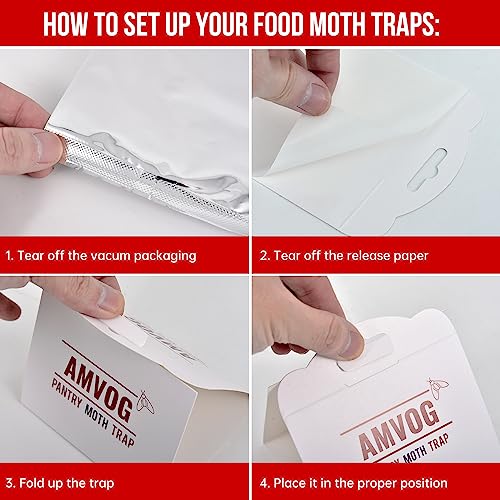 AMVOG Pantry Moth Glue Trap, Non-Toxic and Harmless, Easily Ensures Food Safety โ Suitable for Home, Business, and Agricultural Settings, 32 Traps