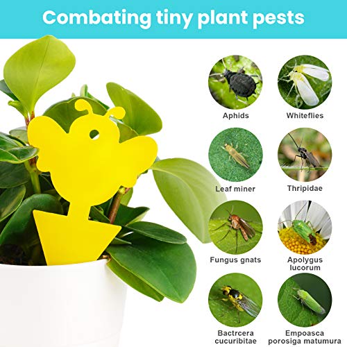 NiHome 48-Pack Yellow Sticky Traps with Twist Ties Indoor & Outdoor Plant Bug Fly Glue Catcher Nontoxic Odorless for Home Garden