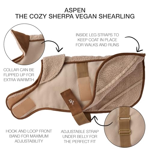 Pet Passion Aspen - The Cozy Sherpa Vegan Shearling Pet Jacket Sweater for Small, Medium and Large Dogs, Camel, X-Large (55-80 lbs)
